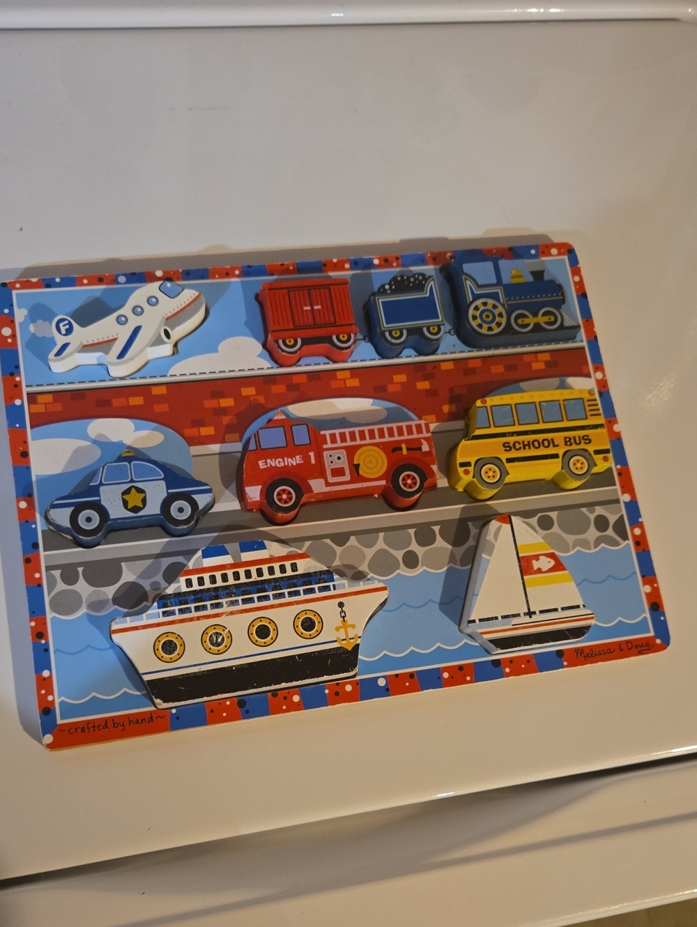 Melissa & Doug Wooden Vehicles Puzzle - Multi-Color Kids Toy